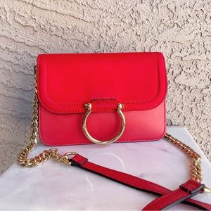Topshop Red Crossbody Bag with Gold Chain